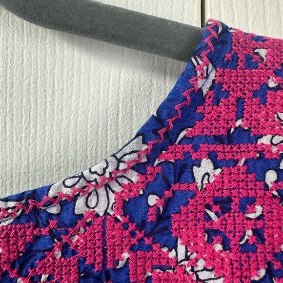 J.CREW BEAUTIFUL embroidered 100% cotton voile top in block print Size M coastal - Picture 13 of 16